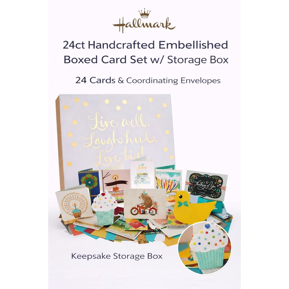 Handcrafted Deluxe Greeting Card Assortment Box Set Christmas Birthday Holiday